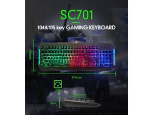 Wired Gaming Keyboard RGB Backlit Gaming Keyboard for Windows PC Gamers (Black)