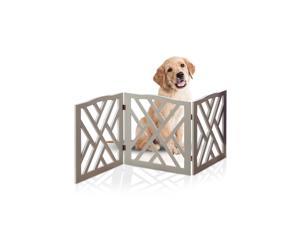 Bundaloo Freestanding Dog Gate Expandable Decorative Wooden Fence for Small to Medium Pet Dogs, Barrier for Stairs, Doorways, & Hallways