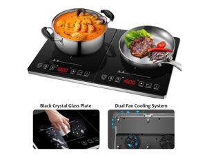 Induction Hob Double Induction Plate Cooktop Portable Countertop Electric Hot Plate 3400W Temperature Power Setting Timer Function Touchpad Induction Cooker for Kitchen Cooking