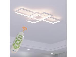 Ceiling Light Dimmable LED Chandelier with Remote Control,Modern 50W 3-Layer Square Ceiling Lamp Acrylic Flush Mount Ceiling Lights Fixtures for Bedroom Dining Living Room Kitchen(White)