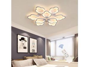 Garwarm Modern LED Ceiling Light,80W Dimmable 9 Heads Flower Shape Flush Mount Chandelier Living Room Bedroom Children's Room,Acrylic Ceiling Lamp Fixture with Remote Control