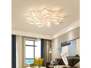 Garwarm LED Dimmable Flower Shape Ceiling Light 14-Head Modern Petal Flush Mount Ceiling Lamp with Remote Control White Metal Acrylic Ceiling Chandelier Lighting for Living Room Bedroom Dining Room