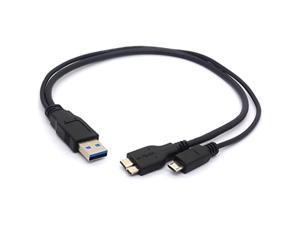 2 In 1 Micro Usb 3.0 And 2.0 Cable Adapter, Usb 3.0 A Male To Micro B Male + 2.0 Micro 5 Pin Male Extension Cord 35Cm
