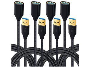 Usb Extensions, 4-Pack 6Ft Usb 3.0 Extension Cable Braided Usb Extender Cord - A Male To Female Usb 3 Extension For Hard Drive, Keyboard, Mouse, Usb Flash Drive,Printer - Black