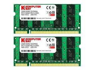 2GB KIT 2 x 1GB DIMM DDR2 NON-ECC PC2-4200 533MHz 533 MHz DDR-2 DDR 2 Ram Memory