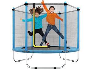 Galvanized Steel Kids Trampoline with Safety Enclosure 36pcs High Strength Springs Ideal Indoor and Outdoor Garden Trampoline for Kids Birthday Gift,Blue