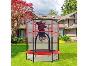 55'' Kids Trampolines, 4.5FT Mini Trampoline for Toddlers with Enclosure Net and Safety Pad, Indoor Outdoor Recreational Trampoline Boys and Girls Birthday Gift Age 3-10