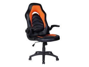 Polar Aurora Office Chair Leather Desk High Back Ergonomic Adjustable Racing Chair Task Swivel Executive Computer Chair Orange