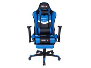 Ergonomic Gaming Chair High Back Swivel Racing Office Chair PU Leather Sturdy Metal Frame with Adjustable Armrests and Footrest Blue