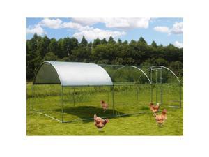 Large Metal Chicken Coop Walk-in Poultry Cage Hen Run House Rabbits Habitat Cage Dome Shaped Coop with Waterproof and Anti-Ultraviolet Cover for Outdoor Backyard Farm Use