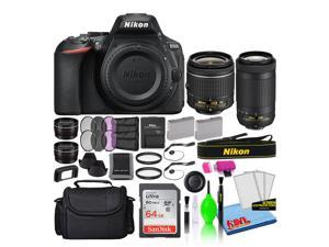 Nikon D5600 Digital Camera with Dual Lenses (1580) + 64GB SD Card + Bag (Intl)