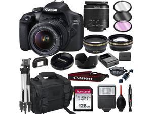 Canon EOS 2000D Rebel T7 DSLR Camera with 18-55mm f/3.5-5.6 Zoom Lens + + 128GB Card, Tripod, Flash, and More 20pc Bundle