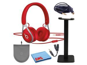 Beats EP On-Ear Wired Headphones - Red with Stand + Extension Cable + Splitter