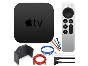 Apple TV 4K 64GB Streamer (MXH02LL/A, 2021) Bundle with Wall Mount + Cables