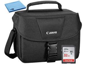 Canon 100ES Padded Digital SLR EOS Camera Shoulder Gadget Case  32GB SD Card Bundle