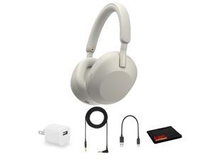 Sony WH-1000XM5 Noise-Canceling Wireless Over-Ear Headphones (Silver)- Kit with Charging Cube