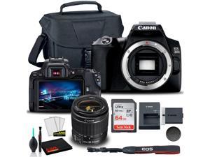 Canon EOS 250D DSLR Camera with 1855mm Lens Black 3453C002  EOS Bag  Sandisk Ultra 64GB Card  Cleaning Set And More International Model 