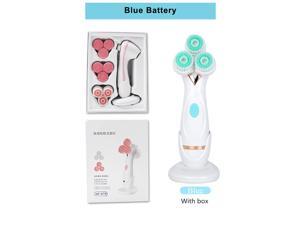 UbodyOasis 3 In 1 Silicone Electric Facial Cleansing Brush Waterproof For Facial Skin Care Washing blue battery