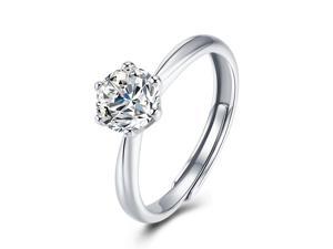 Atylyk 1 Carat Moissanite Engagement Ring Wedding Promise Platinum Plated Sterling Silver Solitaire Rings for Women