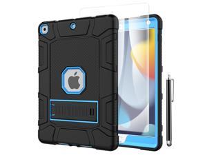 SZYG For Apple iPad 9th/8th/7th Generation Case 10.2 inch Hybrid Shockproof Heavy Duty Rugged Stand Case Protective Cover with Screen Protector & Stylus Pencil. Blue