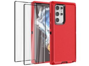 SZYG for Samsung Galaxy S22 Ultra Case with Screen Protector Compatible With Otterbox Defender Series Protective Case Heavy Duty Drop Protection Rugged Shockproof Tough Durable Phone Cover Red