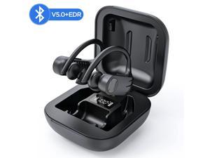 SZYG Wireless Earbuds, Bluetooth 5.0 Headphones, 40Hrs Playback HD Stereo Audio LED Display, Over-Ear IPX5 Waterproof Earphones with Earhooks, Built-in Mic, Type-C, Sports Headsets.