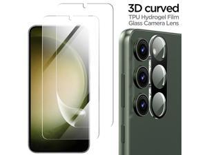 [2+1 Pack] for Samsung Galaxy S23 Screen Protector, 2 Pack Soft TPU Film with 1 Pack Tempered Glass Camera Lens Protector for Samsung S23 5G. Galaxy S23