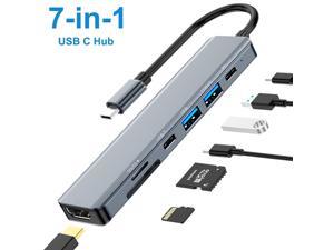 SZYG USB C Hub, 7-in-1 Type C Adapter Docking Station with 4K HDMI, 87W PD, USB 3.0 Ports Up to 5Gbps,, SD/TF Card Reader for iPad Pro/MacBook/Type C Devices.