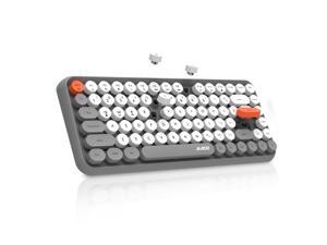 Ajazz 308I Wireless Bluetooth Keyboard Typewriter Style 84 Keys Cute Round Keycaps Mini Keyboard, Compatible with Android Windows iOS for Home and Office Retro Keyboard (Grey)