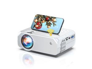 BOMAKER Mini Projector WiFi, Outdoor Movie Projector Home Cinema Projector 1080P Supported, Compatible with TV Stick Video Games Laptop iPhone Android, White