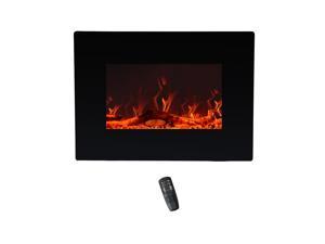 FLAME&SHADE Wall Mounted Electric Fireplace, 22-Inch Wide Flat Screen, Freestanding or Hanging Portable Room Heater with Remote
