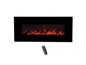 FLAME&SHADE Wall Mounted Electric Fireplace, 50-Inch Wide Flat Screen, Freestanding or Hanging Portable Room Heater with Remote