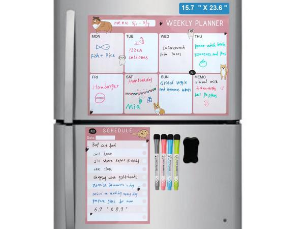 Weekly Planner, with 2 Whiteboard Markers Planning with Marker Suction Self  Adhesive plan Refrigerator Sticker