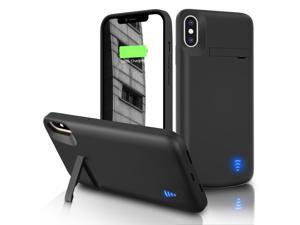 SlaBao Battery Pack Charger Case for iPhone X/xs/10, 6000mah Portable Battery Case with Kickstand - Black