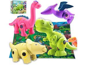 Take Apart Dinosaur Toys for Kids 3 4 5 6 7 Year Old -Fun Educational Sliding Dinosaur Toys with Electric Drill & Play Mat-STEM Construction Building kid Dinosaur Toys gifts for 3-5 Boys Girls