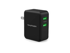 USB Charger RAVpower 2 Ports 36W iSmart QC 3.0 Wall Charger Fast Charging with Foldable Plug Power Adapter for iPhone 13/13 Mini/13 Pro/13 Pro Max/12 Galaxy Pixel 4/3 iPad/iPad Mini