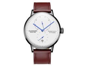 GUANQIN Men Calendar Analog Automatic Self Winding Mechanical Stainless Steel Wrist Watch Energy Reserve Clock Brown/Black