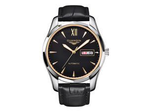 GUANQIN Men's Luminous Day Date Watches Analogue Japan Movement Automatic Self Winding Mechanical Tungsten Steel Wrist Watch Gold/Black
