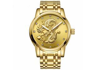 GUANQIN Luxury Gold Stainless Steel Analogue Quartz Watch Men Business Waterproof Luminous Wristwatch
