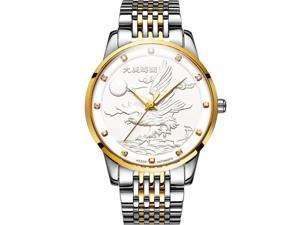 AESOP Men Analog Automatic Self Winding Mechanical Wrist Watch with Steel Band Luminous Gold White