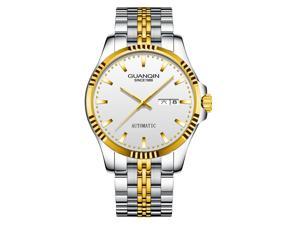 Guanqin Luxury Japan Miyoda 8205 Automatic Mechanical Watch Men Stainless Steel Waterproof Business Watches Clock Man Gold White