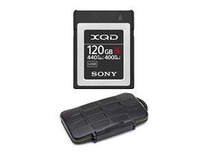 Sony 120GB XQD G Series Memory Card Bundle with Rugged Memory Storage Carrying Case 2 Items
