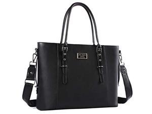 MOSISO PU Leather Laptop Tote Bag for Women 1516 inch Black