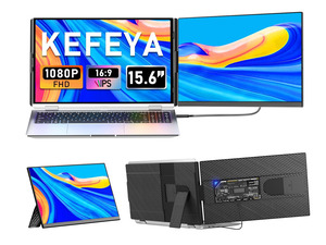 KEFEYA Laptop Screen Extender, 15.6" FHD 1080P IPS Laptop Monitor Extender Detachable, Portable Monitor for Laptops 13-17.3" with Breath Light, Plug n Play for Windows/Mac/Android/Switch/PS5