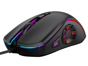 Wired Gaming Mouse, RGB Computer Wired Mouse with 10 Programmable Buttons 14 Backlights Modes up to 6400 DPI for Windows PC Laptop Gamers
