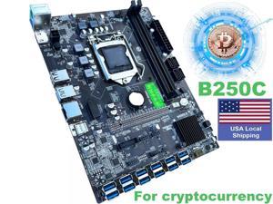 B250C BTC Mining Machine Motherboard 12 USB 3.0 to PCI-E X1 Graphics Card Support LGA 1151 DDR4 SATA3.0 for Miner