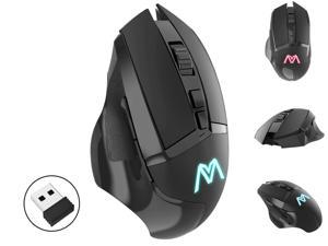 Wireless Mouse, Wireless USB Rechargeable Computer Gaming Mouse with 7  Buttons,large-size, Ergonomic and 3 Adjustable DPI Levels up to 1600 DPI for PC Laptop
