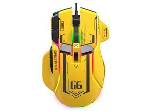 RGB Gaming Mouse Backlit Wired Ergonomic 10 Button Programmable Mouse UP to 12800 DPI RGB10 Programmable Buttons Yellow