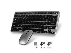 Bluetooth 5.0 Keyboard and Mouse Combo Wireless 2.4G Mini Portable Gray Aluminum alloy Keyboard Mause Set For Laptop Desktop PC iPad TV Mac
