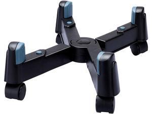 Computer Tower Stand, CPU Holder Desktop Stand Desktop ATX-Case Mobile Cart Holder Adjustable Width with 4 Caster Wheels, Fits Most Computer Cases Under Desk, Black